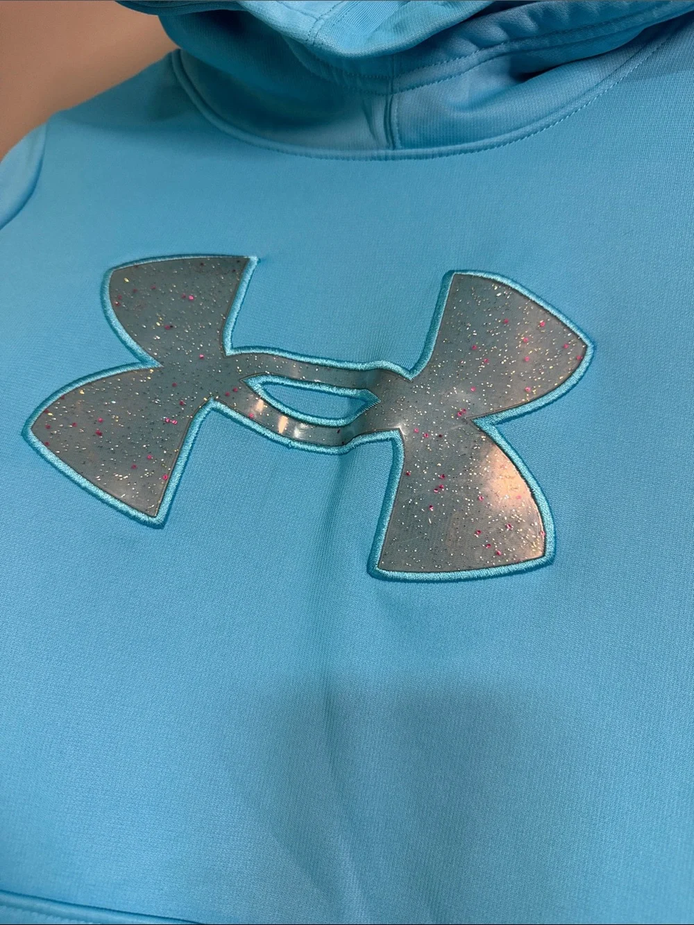 Under Armour Turquoise Hooded Pullover with Metallic Logo
